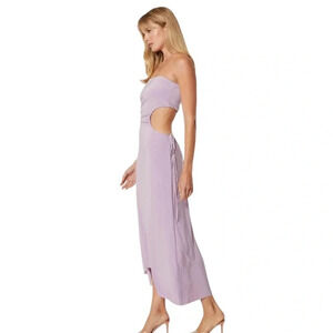 Misa Eleven Knit Jersey Strapless Cut Out Midi Dress Lavender Size L NWT